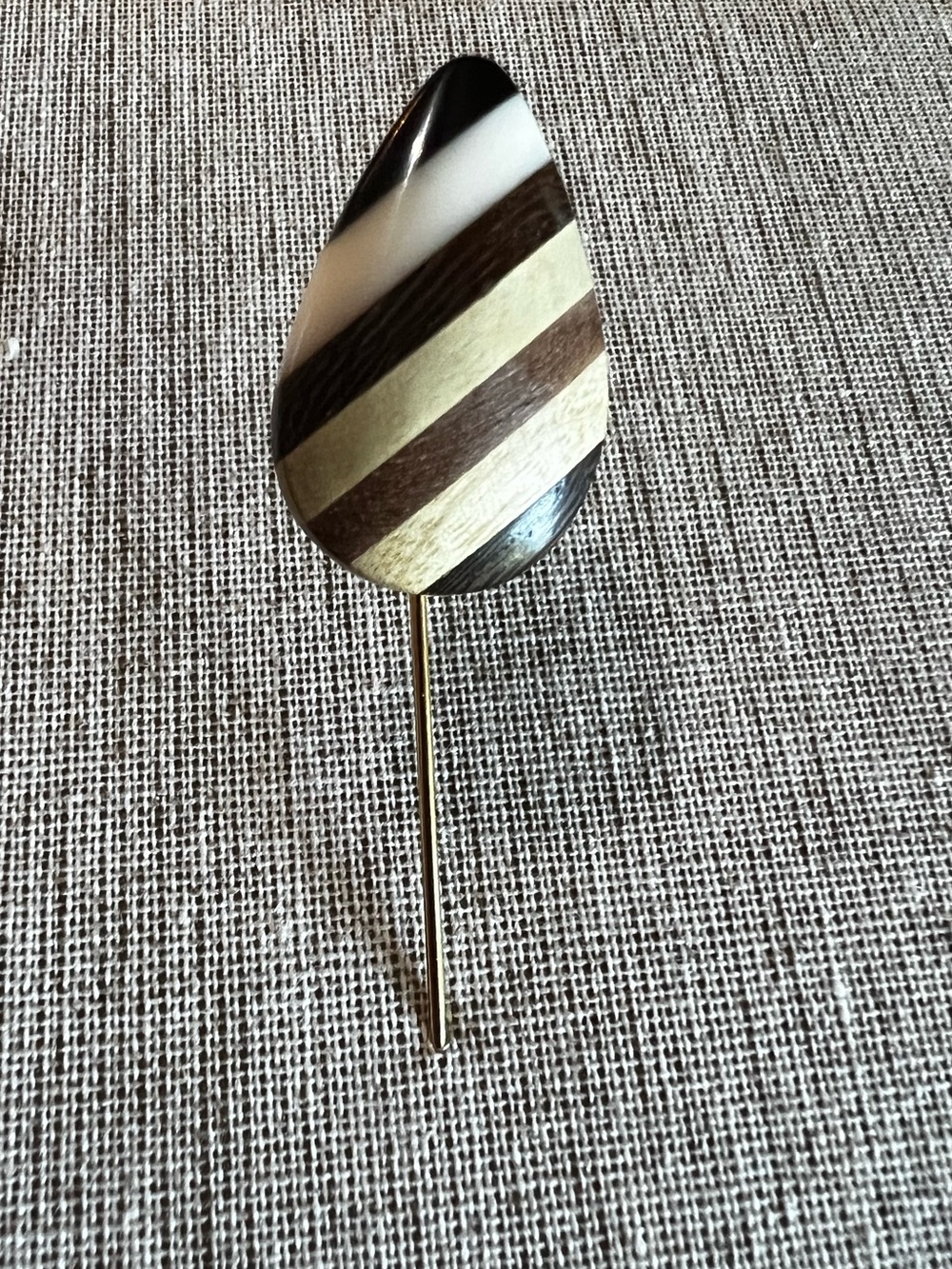 Vintage Wooden Stick Pin Marquetry Lapel Pin Western Cottage MCM Boho Priarie